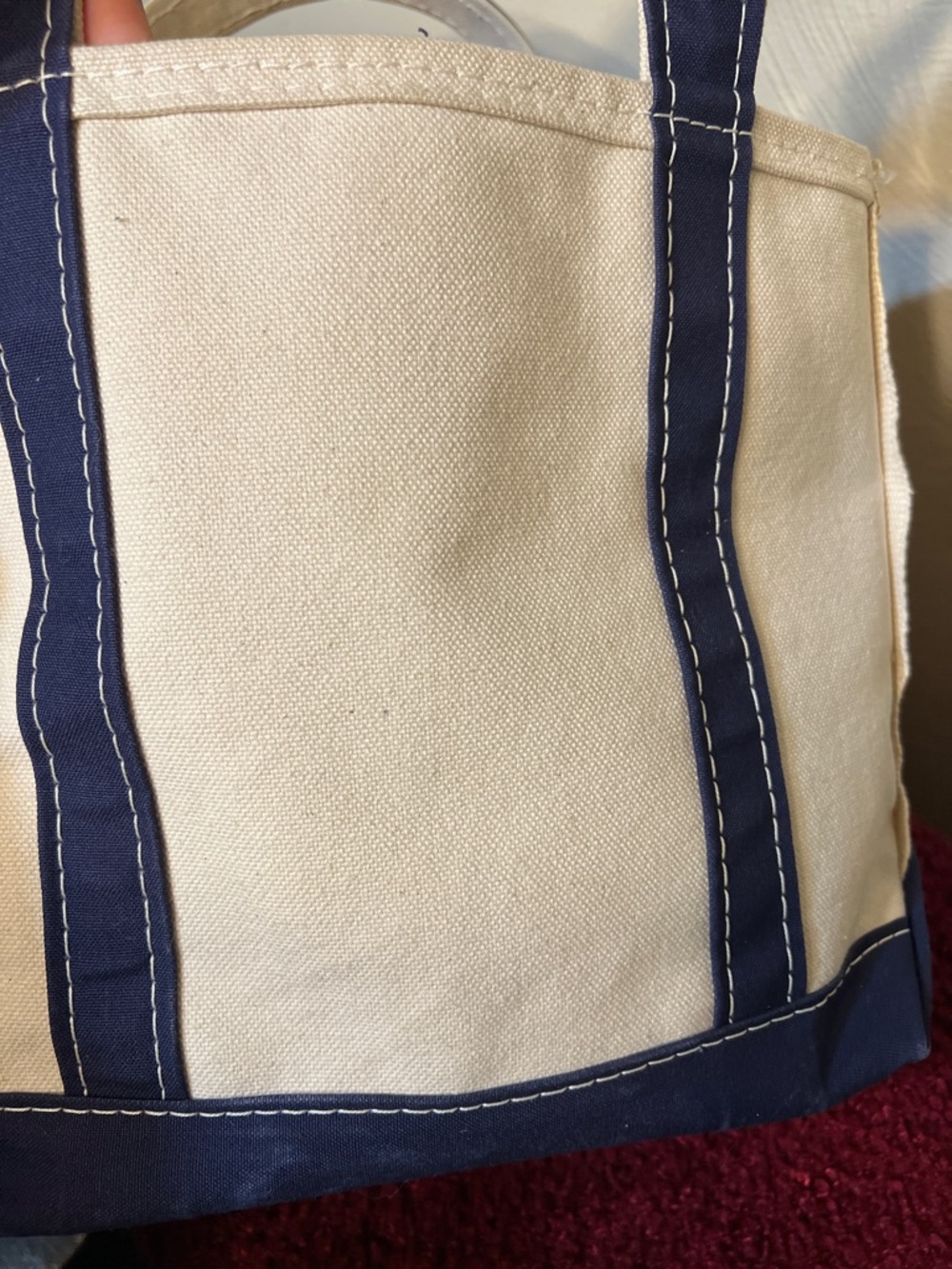 Vintage 90s LL Bean Made In USA Boat and Tote Small Tote Bag Purse Navy Cream - Picture 16 of 16